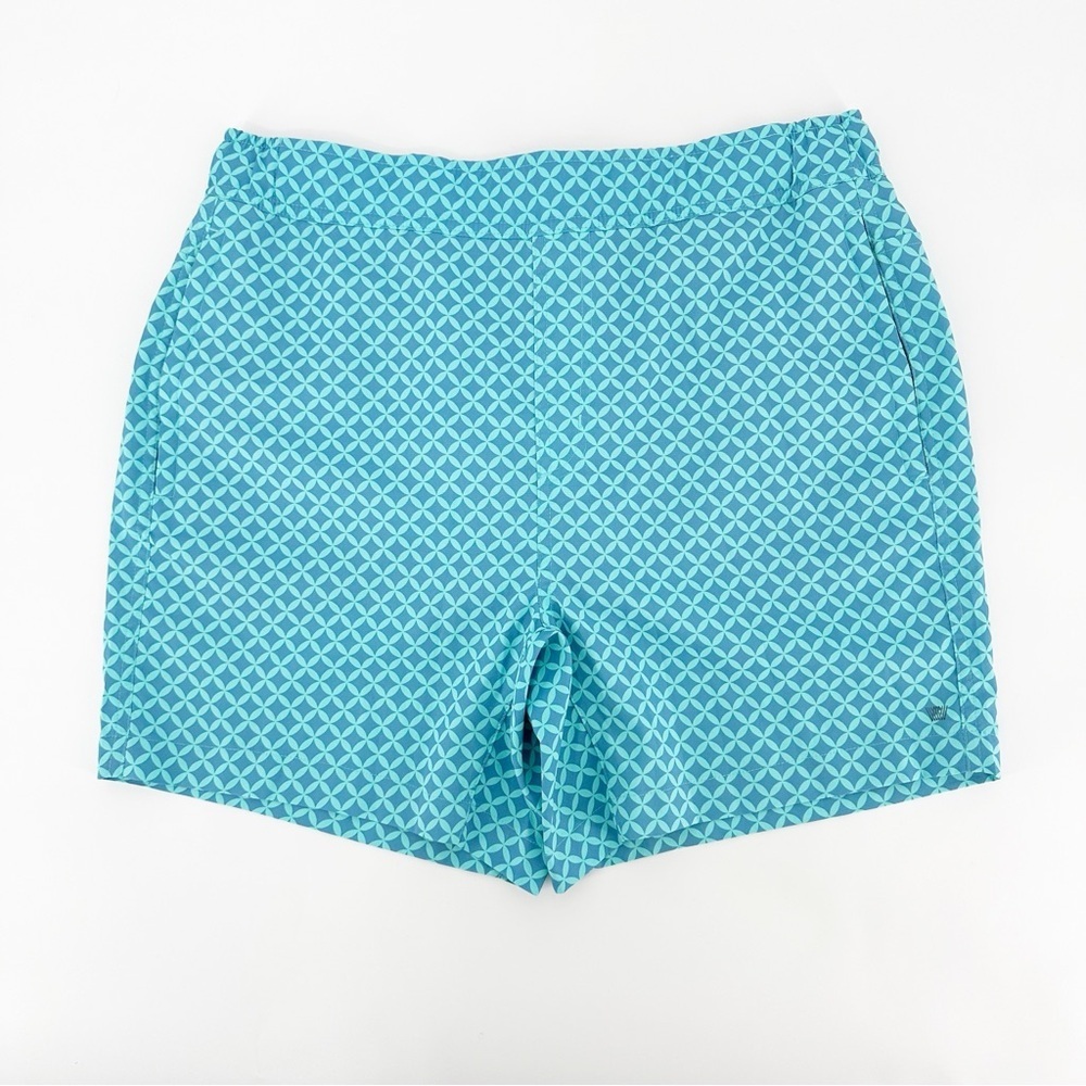 Mack Weldon Swim Trunks Blue Geometric Board Shorts